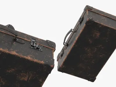  Leather Combat Boots On Vintage Suitcase Black Used 