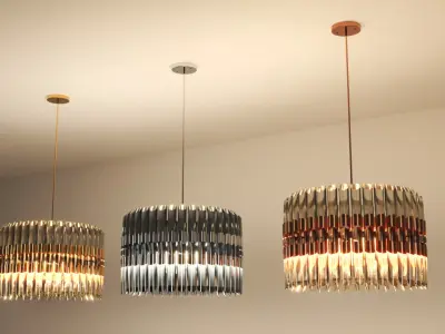 pendant light 3 colors gold  chrome copper modern style  3D model