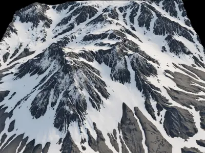snowy mountains with slope 3d terrain model Low-poly 3D model