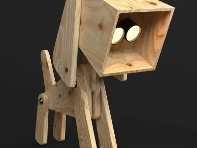 Puppy Table Lamp By 4 Wood Matrial 3D model