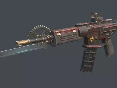 Post-apocalypse custom assault rifle Low-poly 3D model