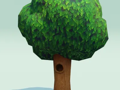 Cartoon Tree With Hollow 3D Model Low-poly 3D model