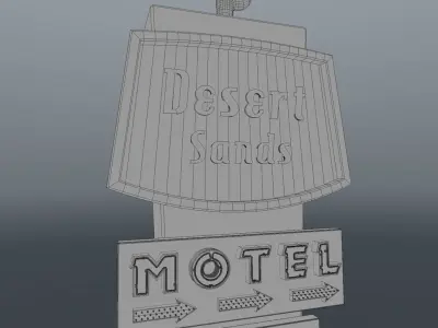 Wheatered Motel Sign 3D model