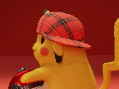 Pikachu with pokeball Low-poly 3D model