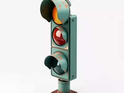 Rusty Vintage Traffic Light Prop Low-poly 3D model