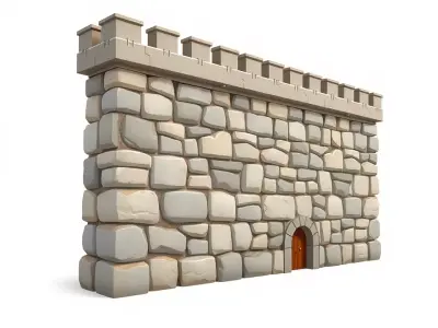 Stone Fortress Wall model pack Low-poly 3D model