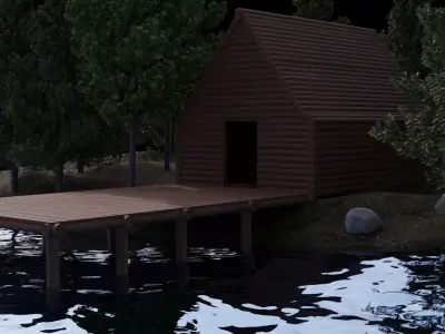 lake hut 3D model