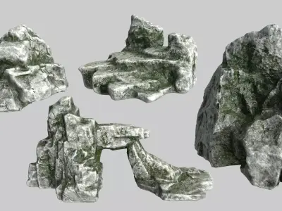 Rock Set Low-poly 3D model 7