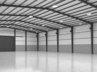 Steel Structure Warehouse - 24m X adjustable length - 3D model