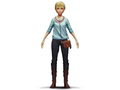 Young Woman - Smart Casual Clothes - Chic Street Style Outfit -H 3D model