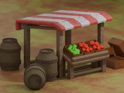 Medieval Apple Shop 3D model