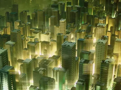 100 Low poly Scifi Cyberpunk Buildings Low-poly 3D model