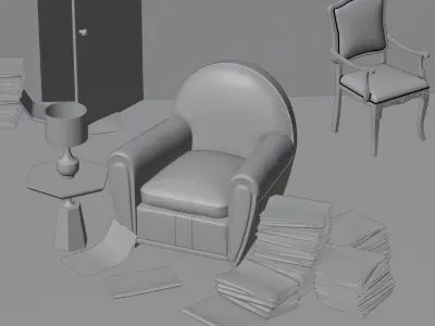  Newspaper theme photography  podcast studio setup 3D model