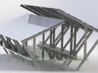 Covered bike parking  Low-poly 3D model