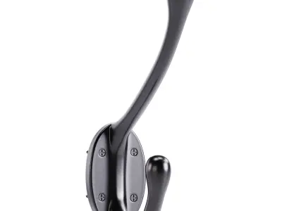 Wrought Iron Double Hook Black for Coats Towels Robes 3D model