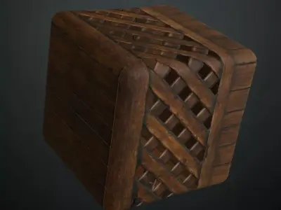 Decorative Wood Planks with Lattice Inlay PBR Texture