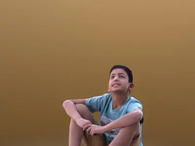 Amal 10218 - Sitting Casual Child Low-poly 3D model