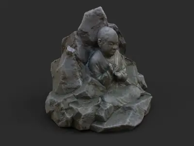 Rock Buddha 1002 Low-poly 3D model