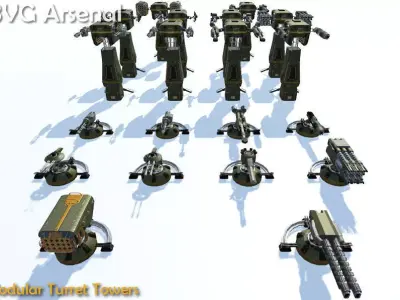 Modular Turret Tower - HQ Low-poly 3D model