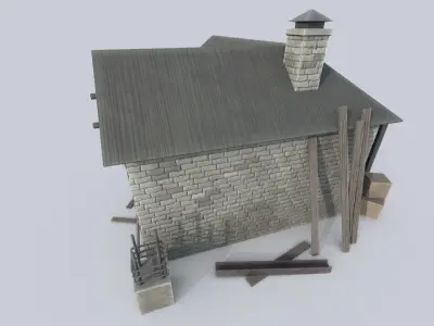 Ruin house Low-poly 3D model