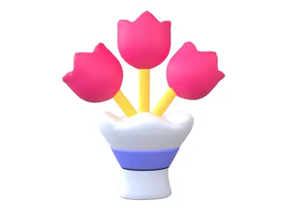Flower Bouquet Icon v1 001 Low-poly 3D model