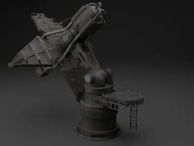 Rigged and Animated Sci-Fi Radar Antenna Low-poly 3D model