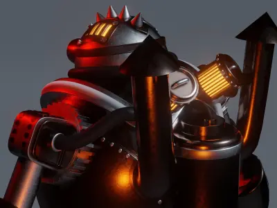 steampunk robot 3D model buy
