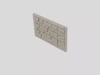 Fantasy Stone City Wall Segment for 3D print Low-poly 3D model