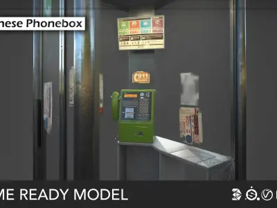 Japanese phonebox Low-poly 3D model
