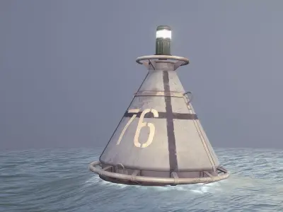 Buoy River RB-4-01 Left Danger Mark Low-poly 3D model