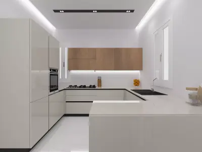 Kitchen modern with cabinets Low-poly 3D model