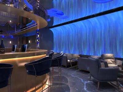 nightclub interior of with neon lights  3D model