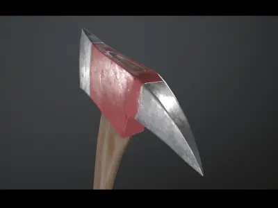 Fire axe Low-poly 3D model