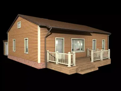 house with garage Low-poly 3D model