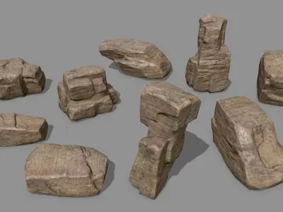 Rock Set Low-poly 3D model 29