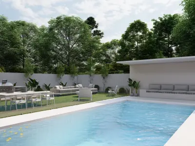 3D Exterior Scene 3D model design garden and landscape 3D model