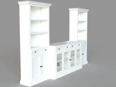 Cameo Modular White Glass Door Media Entertainment Center 3D model