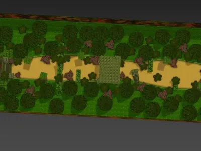 Crash Bandicoot Forest Scene Low-poly 3D model