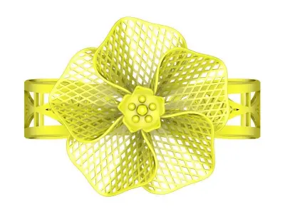 Elegant Mesh Flower Open Ring for Women 6421 3D print model