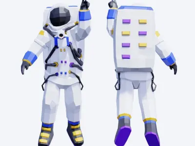 Astronauts Pack - Animated and Rigged Low-poly 3D model