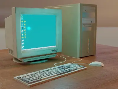 PBR Old Computer Low-poly 3D model