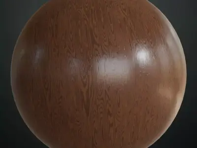 Polished Dark Walnut Wood Surface PBR Texture