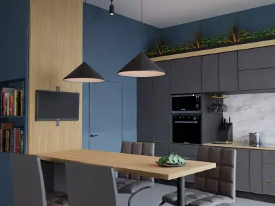 The Kitchen modern with walls 3D model