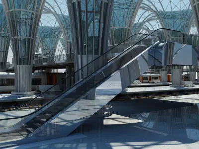 Modern Train  Station Interior 3D model