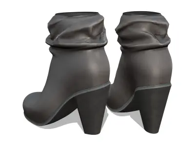 Wrinkled Sci-fi Black Ankle Boots Low-poly 3D model