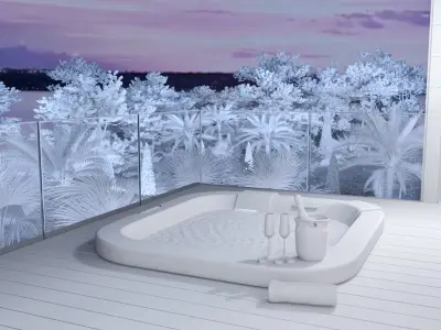 Jacuzzi bottle of champagne in ice bucket 3D model