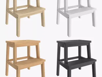 Ikea BEKVAM Step stool black white wooden by Nike Karlsson 3D model