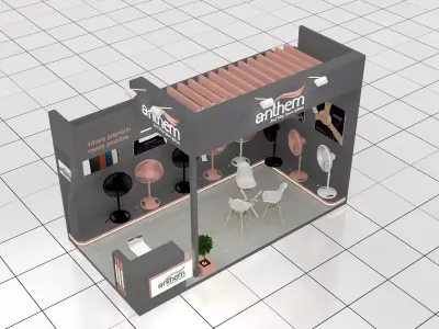 6mtr x 3mtr expo stall 2side open Exhibition Stand Design Low-poly 3D model