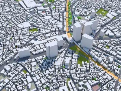 Shibuya Tokyo 10km Low-poly 3D model
