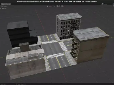 50 Realistic Buildings 3D Assets Pack For Blender Vol 2 Low-poly 3D model